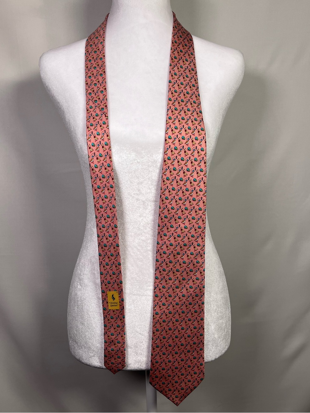 Bird Dog Bay “Christmas Quackers” Pink Neck Tie 100% Silk